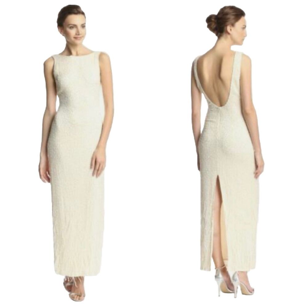 100% Silk Haute Hippie Ivory Sequin Maxi Wedding Gown FLAWED XS